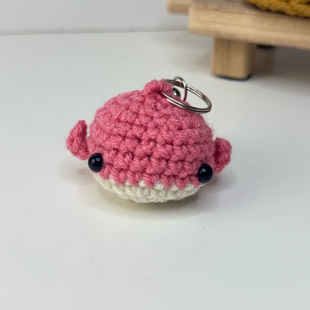Handcrafted Crocheted Pink Whale Keychain